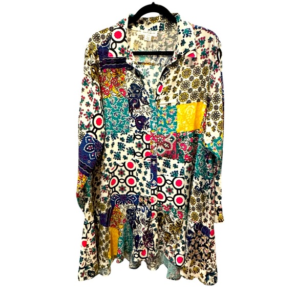 For The Republic Tops - For The Republic Shirt Boho Long Sleeve, Long Tunic Style Blouse size 2XL